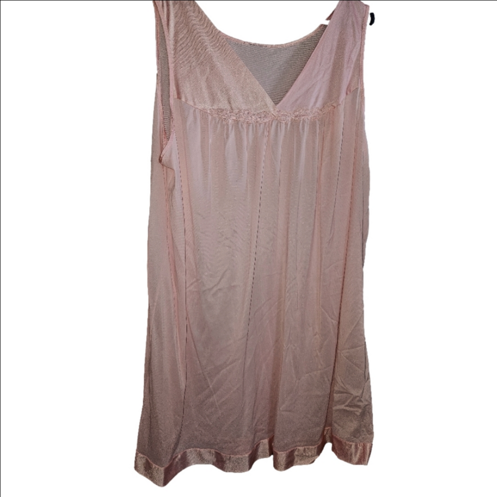 2 Vtg Elegant Nylon Pink Nightgowns Nighties 50" Bust